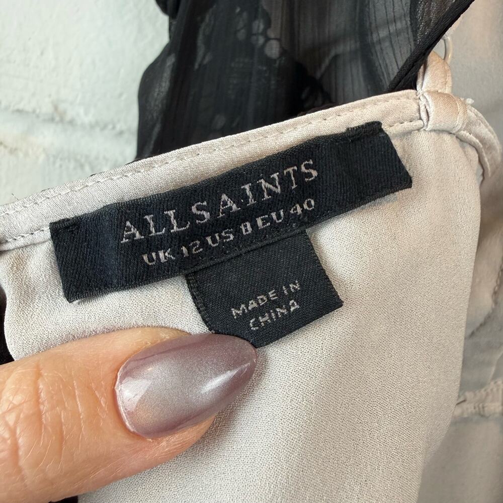 AllSaints Black Lace & Sheer Midi Dress - Picture 13 of 16